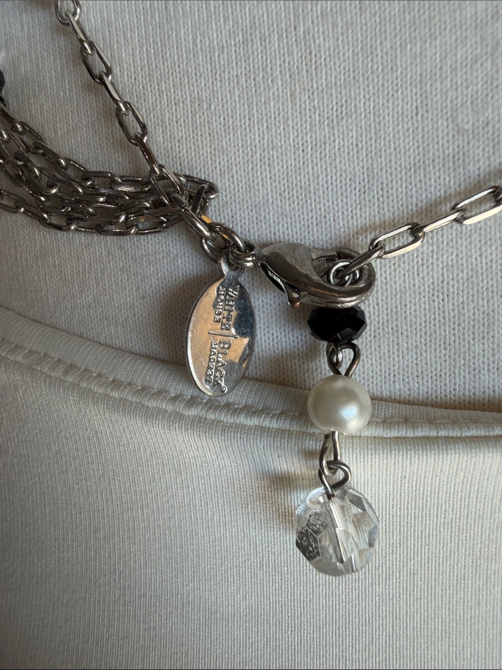 White House Black Market Black, White & Clear Multi-Strand Beaded Necklace - Picture 6 of 6